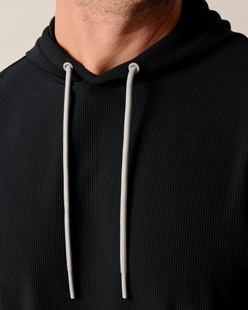Johnnie-O Hoppin Ribbed Knit Performance Hoodie (Black)
