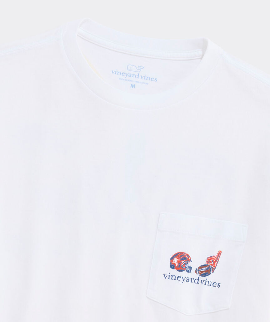Vineyard Vines Football Field LS Pocket Tee (White cap)