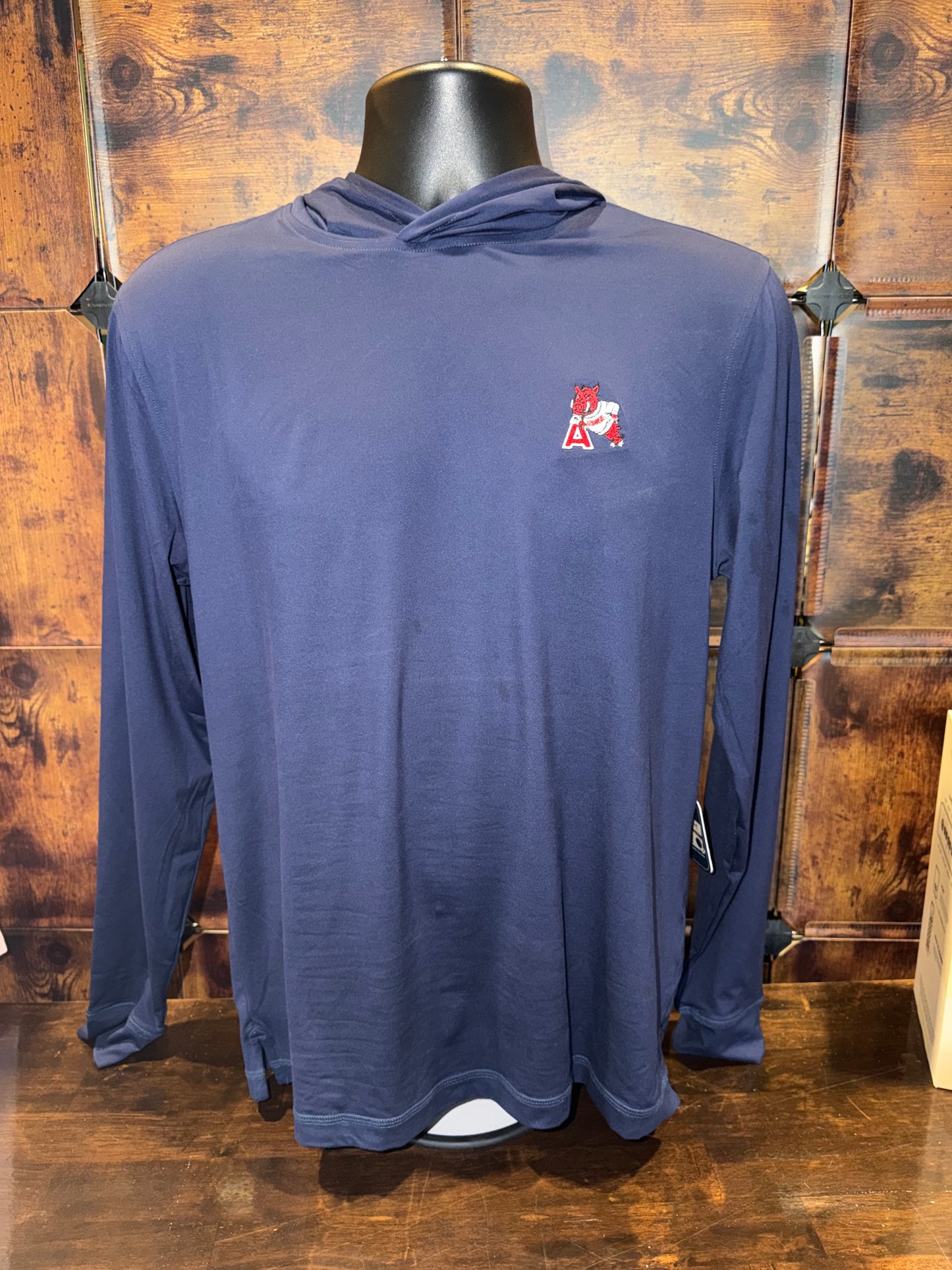 Johnnie-O Arkansas Talon Featherweight Performance Hoodie - Hog Leaning On 'A' Vault Logo
