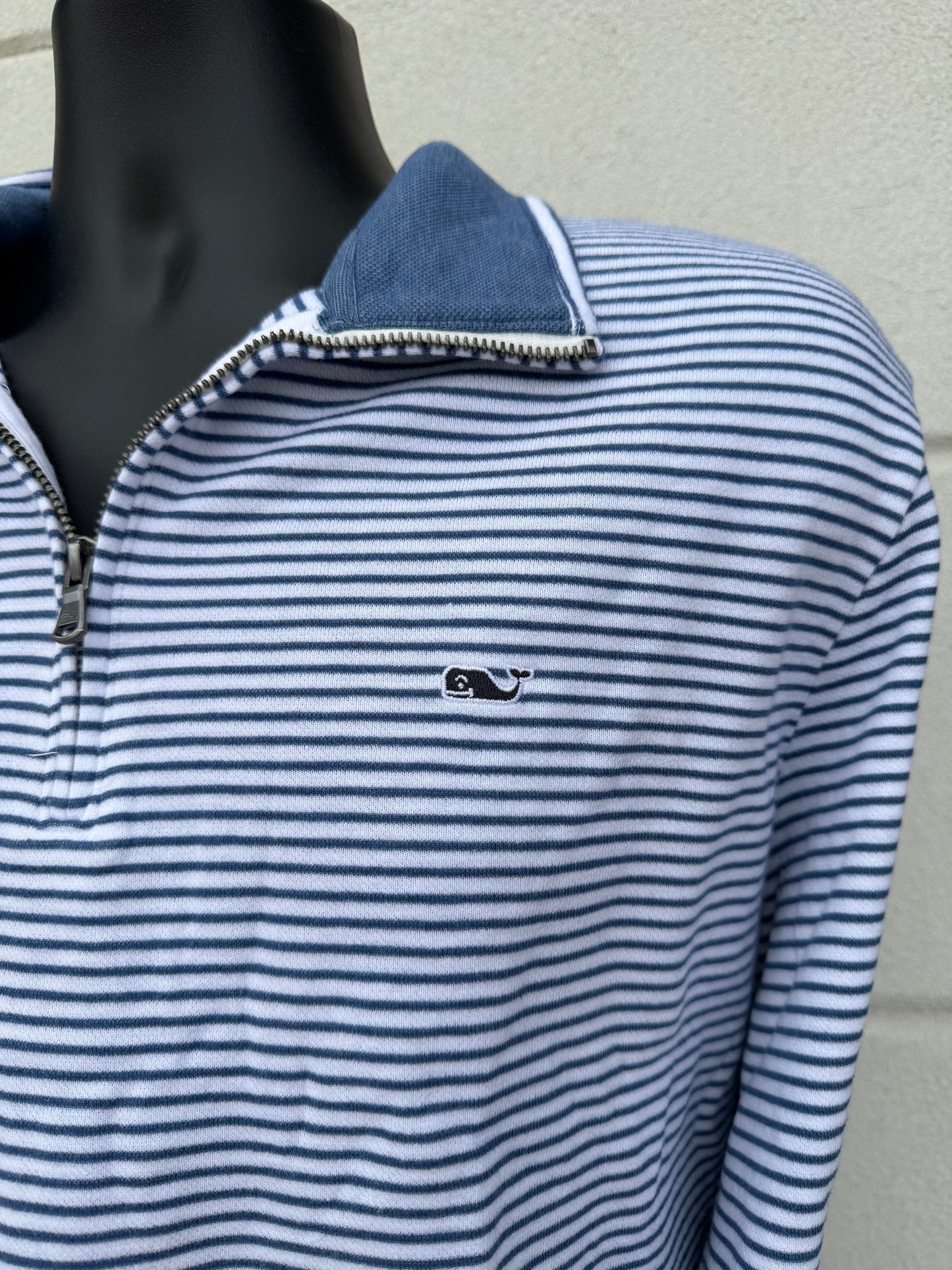 Vineyard Vines Saltwater Quarter-Zip - White Bradley Stripe
