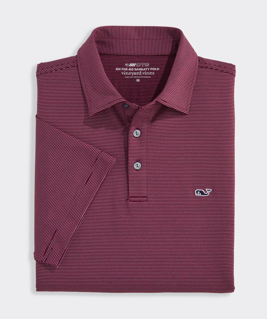 Vineyard Vines Performance St. Jean Stripe Sankaty Polo (Costal Crimson)
