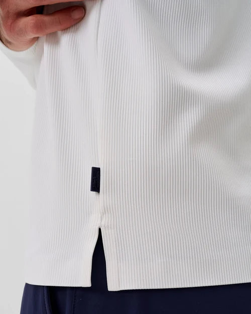 Johnnie-O Hoppin Ribbed Knit Performance Pullover (White)