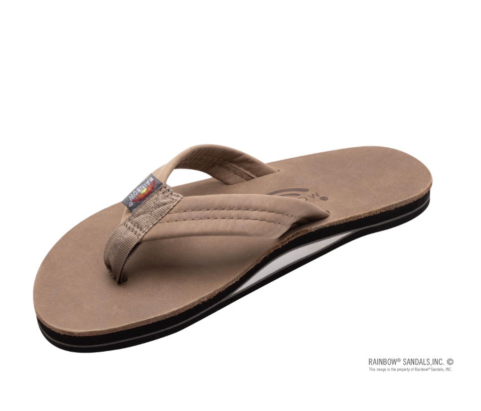 Rainbow Sandals Lux Leather Stone Grey SINGLE layer