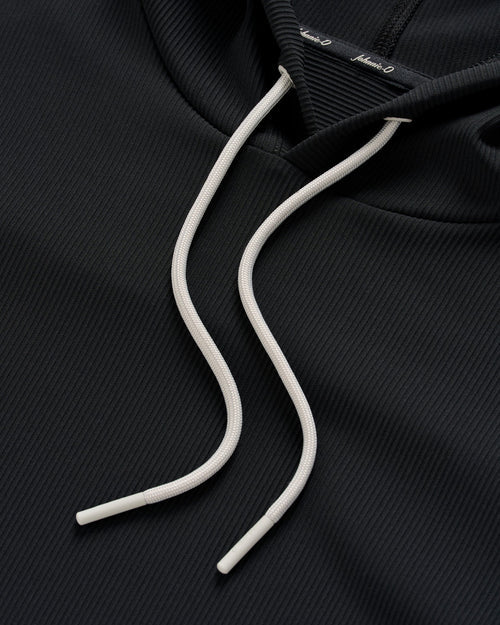 Johnnie-O Hoppin Ribbed Knit Performance Hoodie (Black)