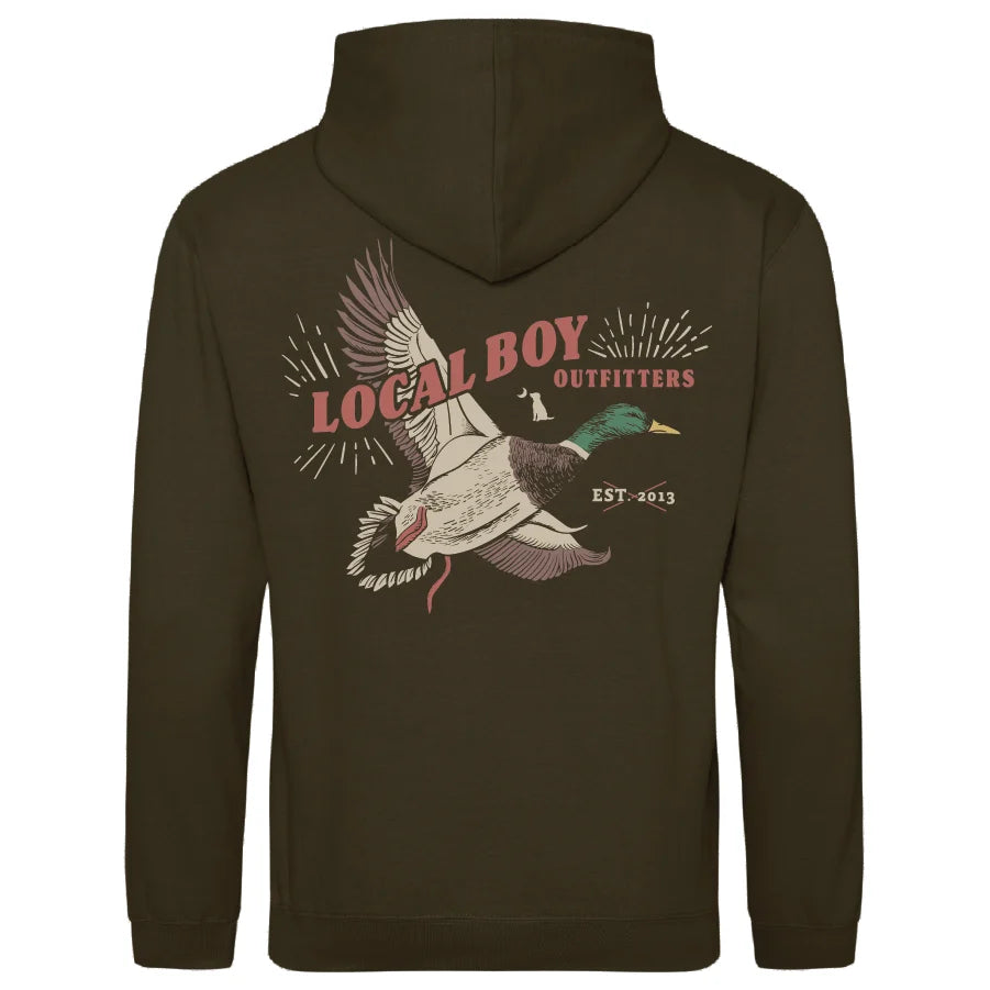 Local Boy Mallard Blast Brushwood Hoodie (Olive Green)