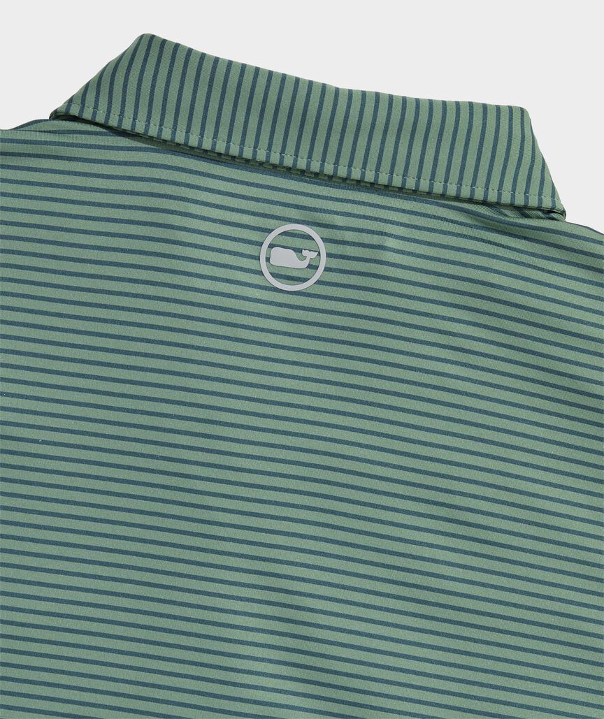 Vineyard Vines Performance Bradley Stripe Sankaty Polo (Olive/Backninegrn)