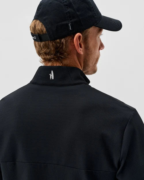 Johnnie-O Hoppin Ribbed Knit Performance Pullover (Black)