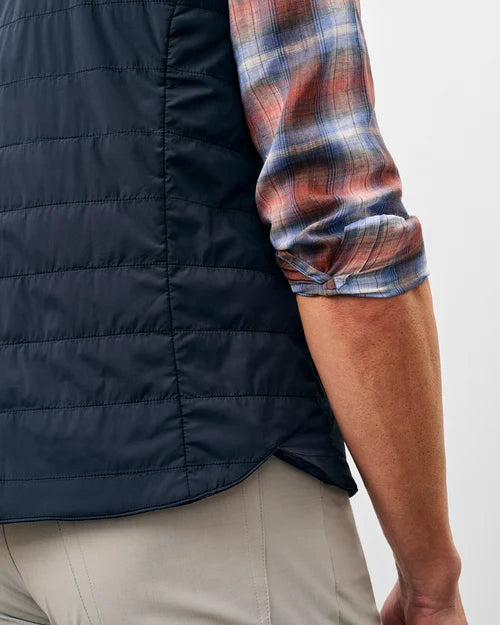 Johnnie-O Bauer Snap Front Quilted Vest (Navy)