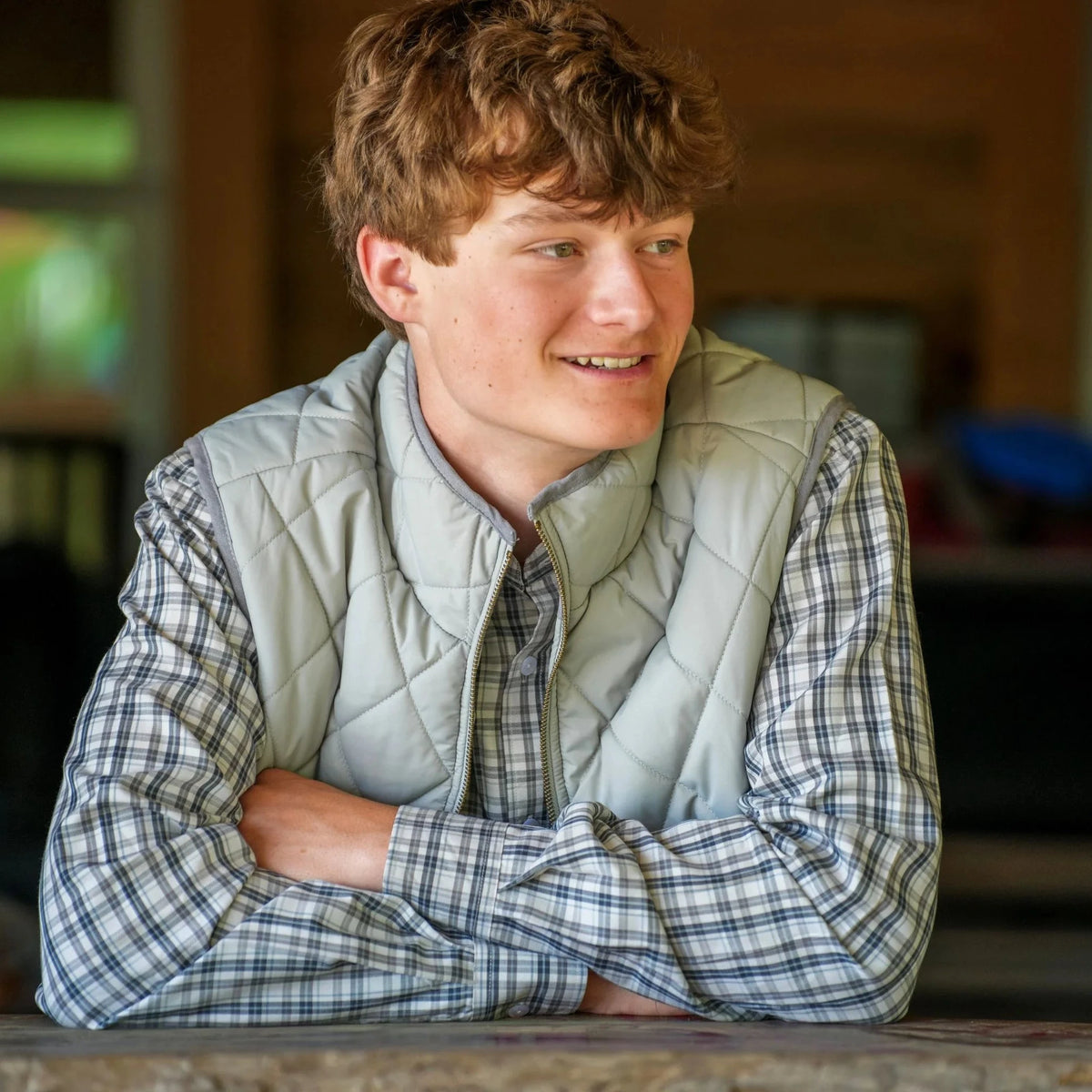 Local Boy Diamond Quilted Vest (Ash)