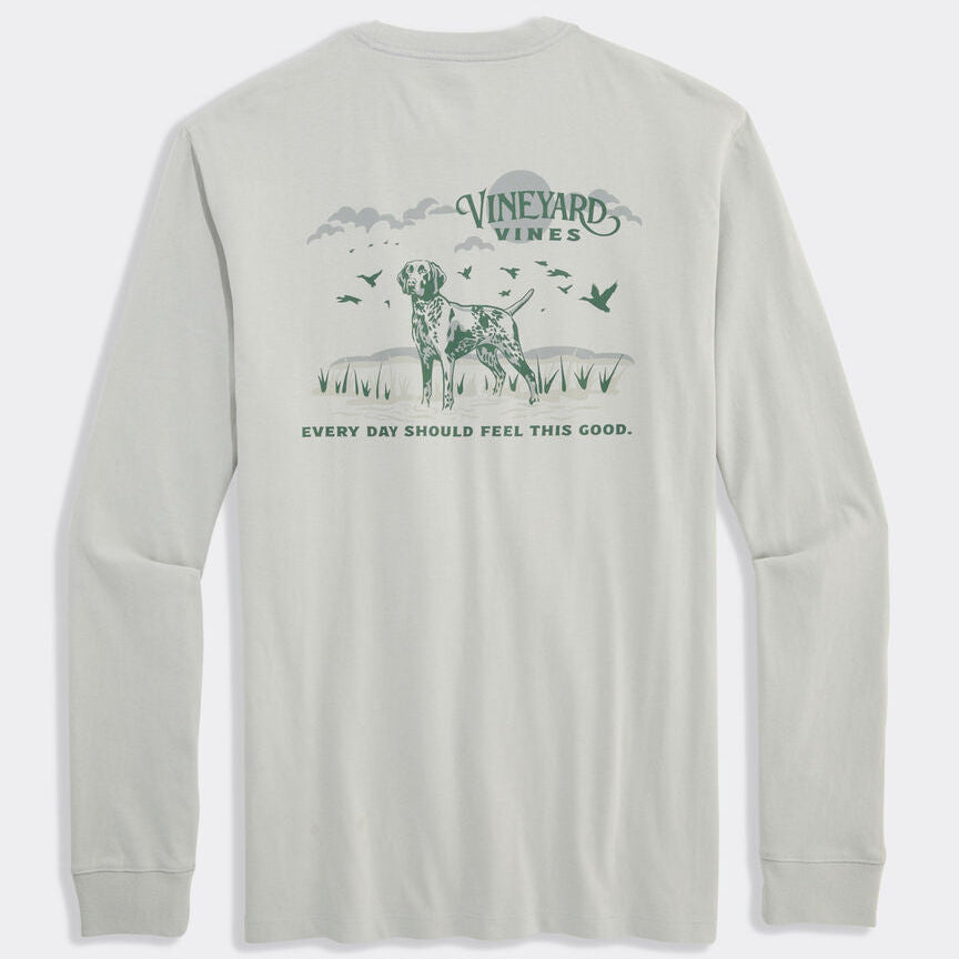 Vineyard Vines Marsh Dog LS Pocket Tee (Shell Gray)