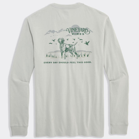 Vineyard Vines Marsh Dog LS Pocket Tee (Shell Gray)