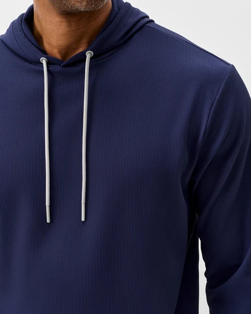 Johnnie-O Hoppin Ribbed Knit Performance Hoodie (Navy)
