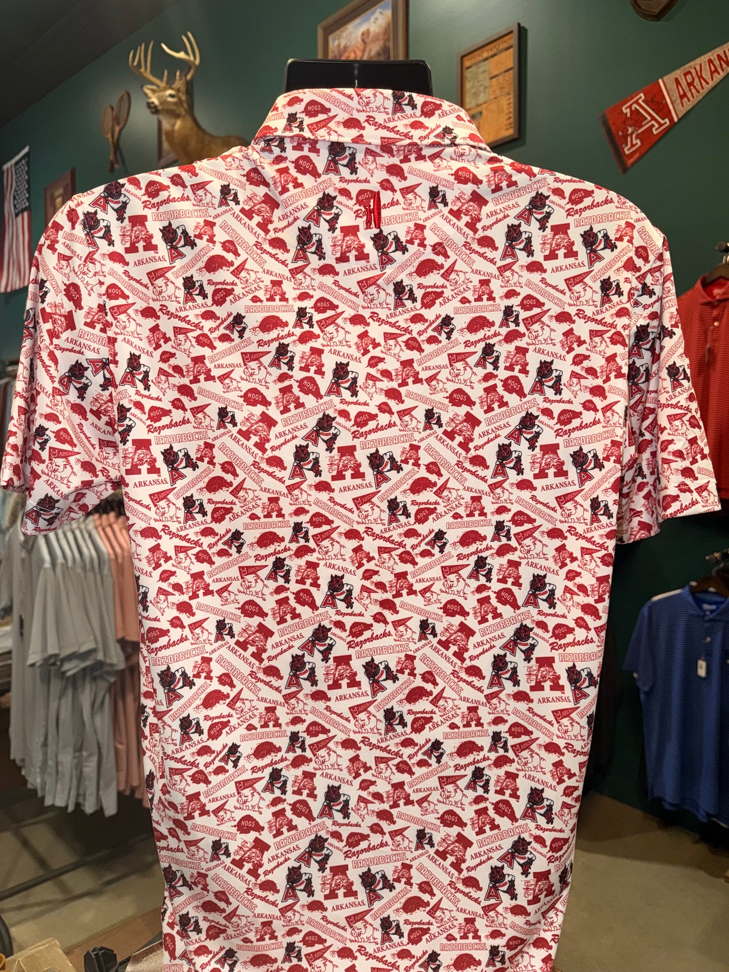 Johnnie-O Arkansas Galvin Vault Printed Polo (White)