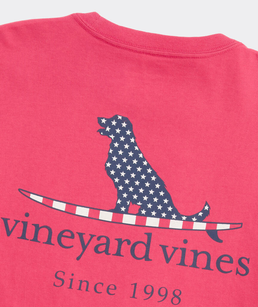 Vineyard Vines Flag Dog Surfboard Short-Sleeve Pocket Tee - Sailors Red