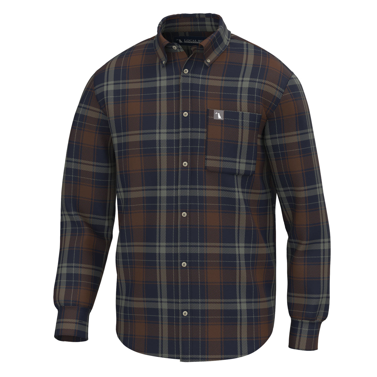 Local Boy Spurgeon Stretch Flannel (Navy/Dark Rust/Moss Gray)