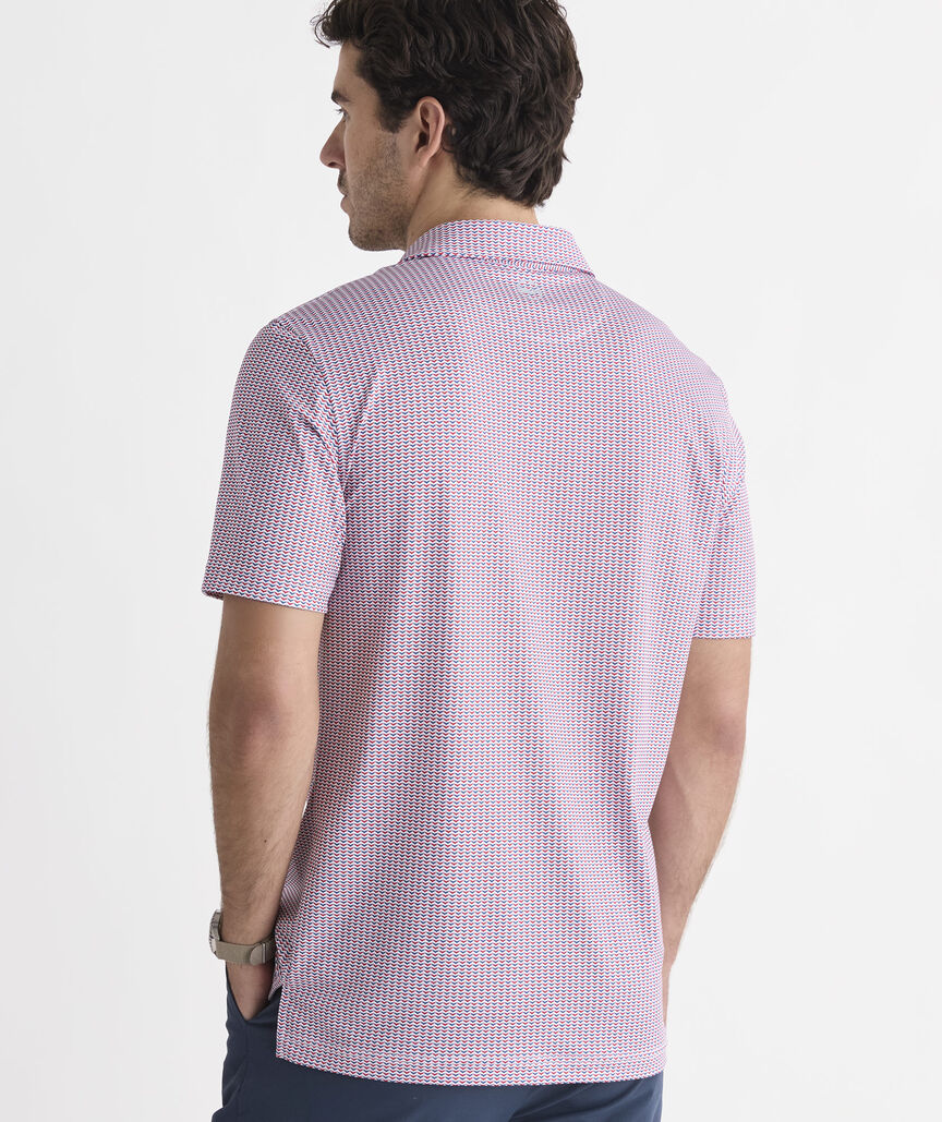 Vineyard Vines Performance Printed Sankaty Polo - Whale Tail RWB