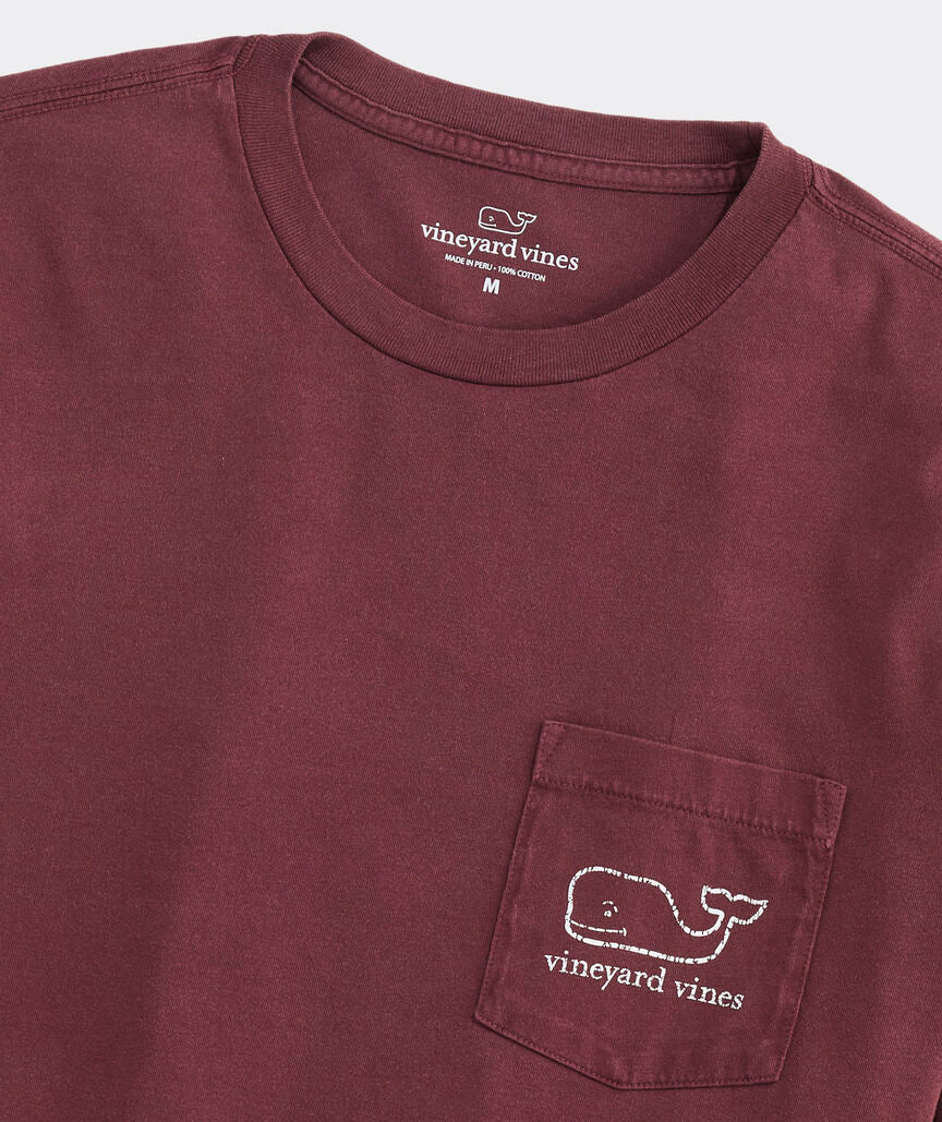 Vineyard Vines Vintage Whale Long-Sleeve Pocket Tee (Coastal Crimson)