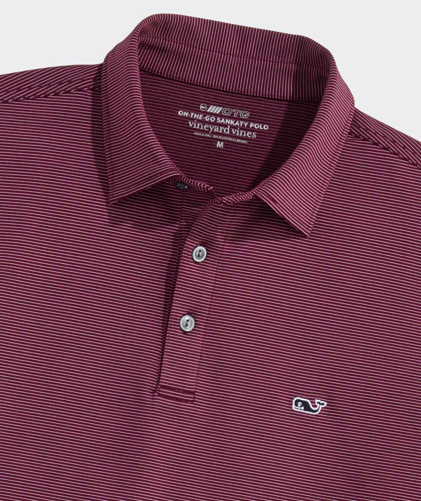 Vineyard Vines Performance St. Jean Stripe Sankaty Polo (Costal Crimson)