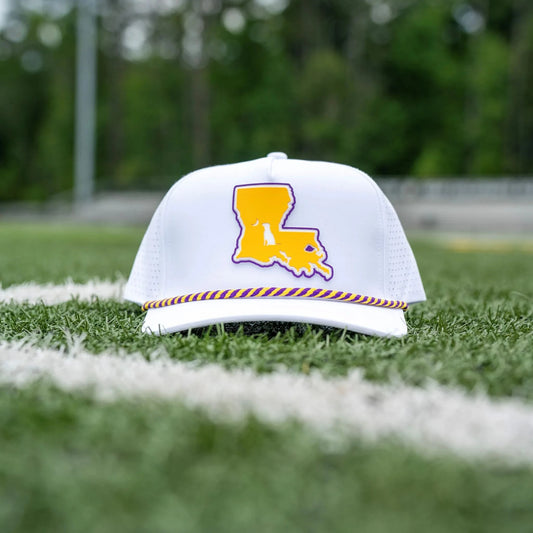 Local Boy Collegiate Patch Perforated Rope Hat- LSU