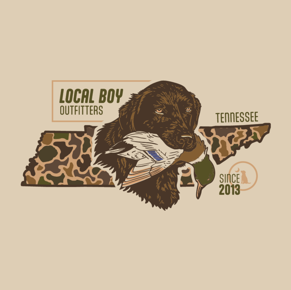 Local Boy Old School Retriever State Tee (TN)- Latte