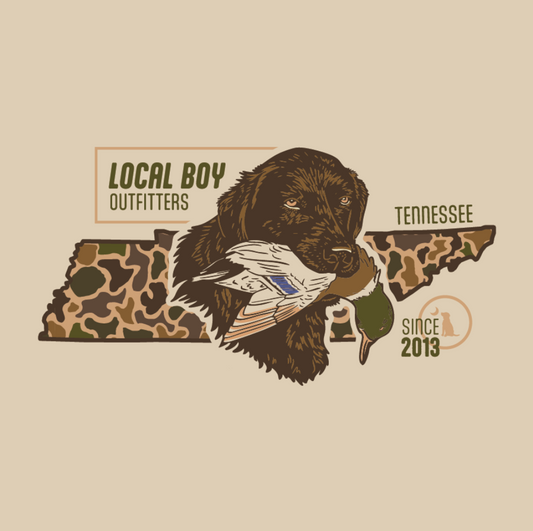 Local Boy Old School Retriever State Tee (TN)- Latte