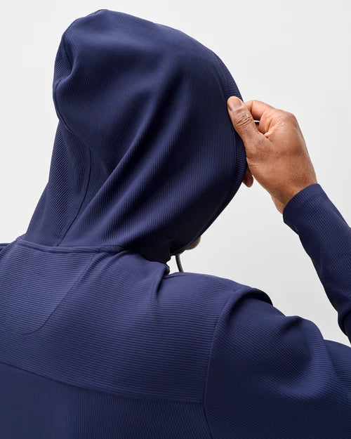 Johnnie-O Hoppin Ribbed Knit Performance Hoodie (Navy)