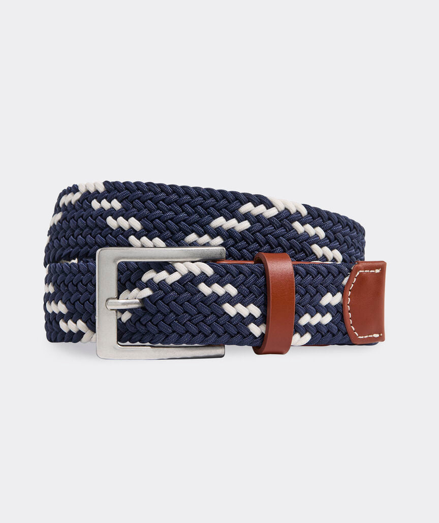 Vineyard Vines Heritage Zig-Zag Bungee Belt (Nautical Navy)