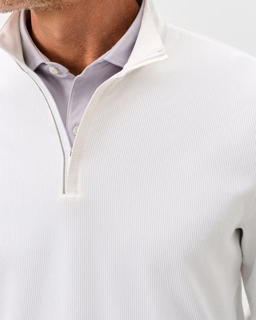 Johnnie-O Hoppin Ribbed Knit Performance Pullover (White)