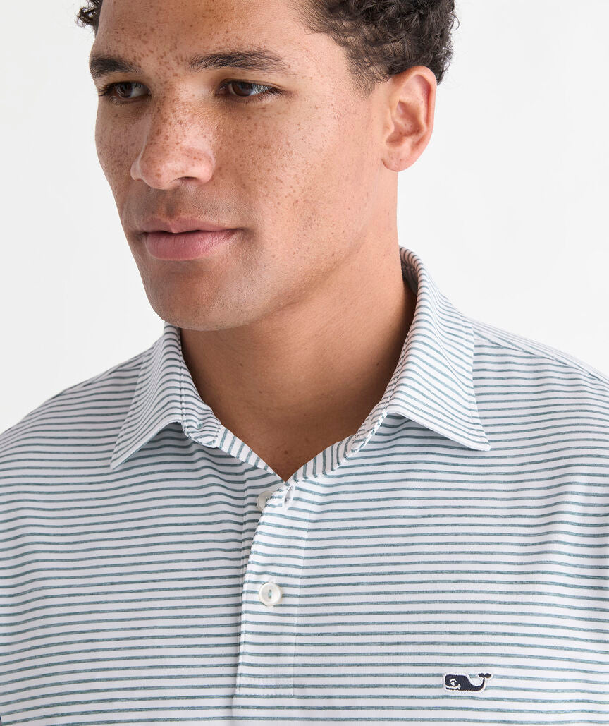 Vineyard Vines Performance Bradley Stripe Sankaty Polo (Low Country Loden)