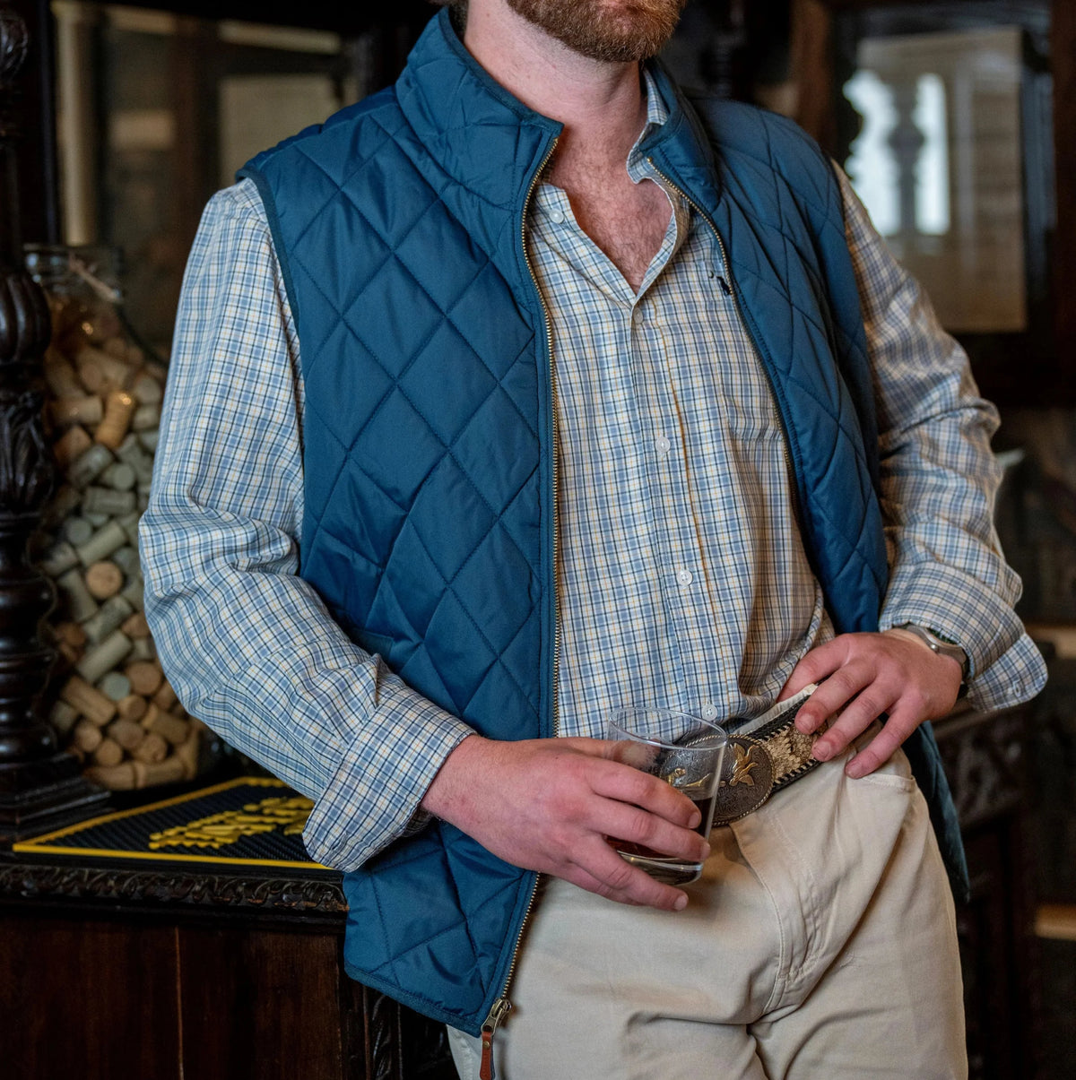 Local Boy Diamond Quilted Vest (Dark Blue)