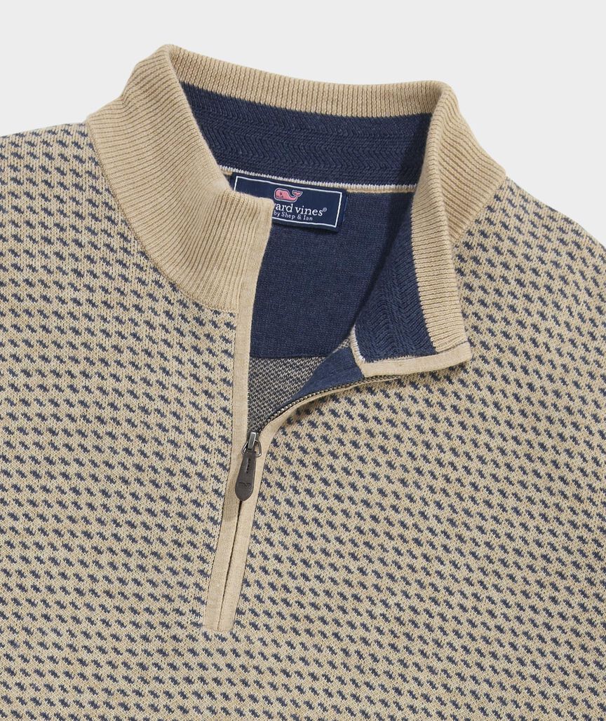 Vineyard Vines Boathouse Birdseye Quarter-Zip (Oatmeal Heather)