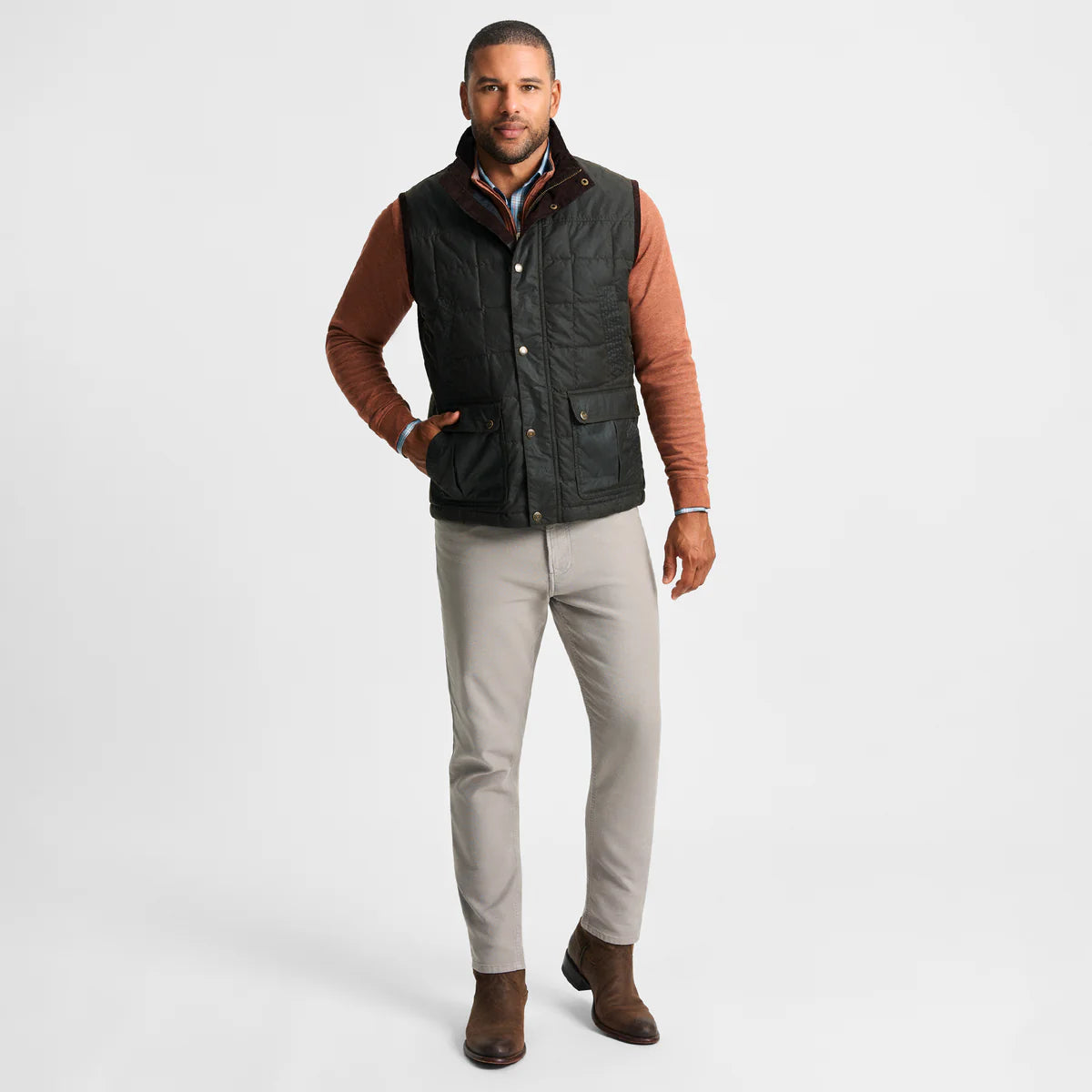 GenTeal Merritt Waxed Cotton Vest- Chocolate