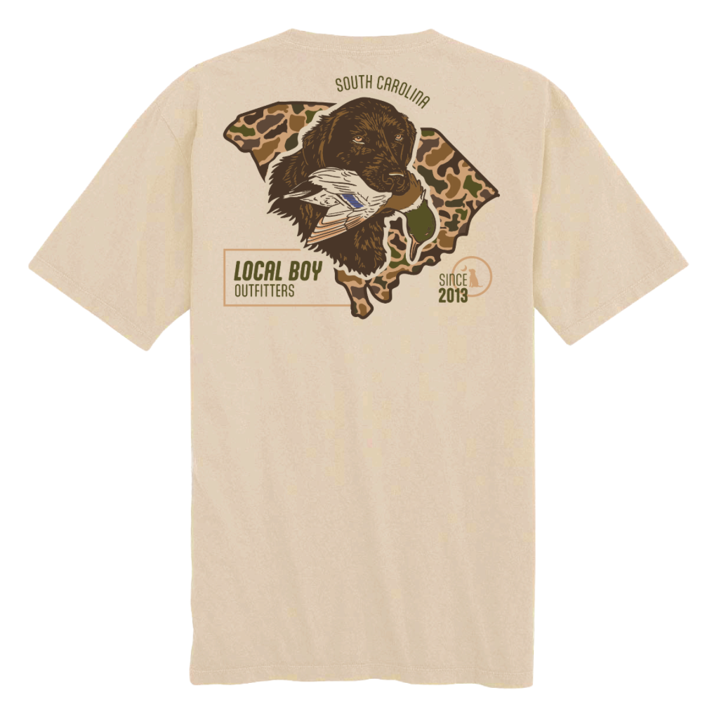 Local Boy Old School Retriever State Tee (SC)- Latte