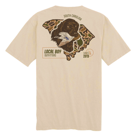 Local Boy Old School Retriever State Tee (SC)- Latte