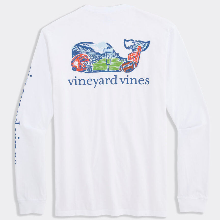 Vineyard Vines Football Field LS Pocket Tee (White cap)