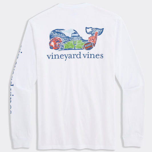 Vineyard Vines Football Field LS Pocket Tee (White cap)