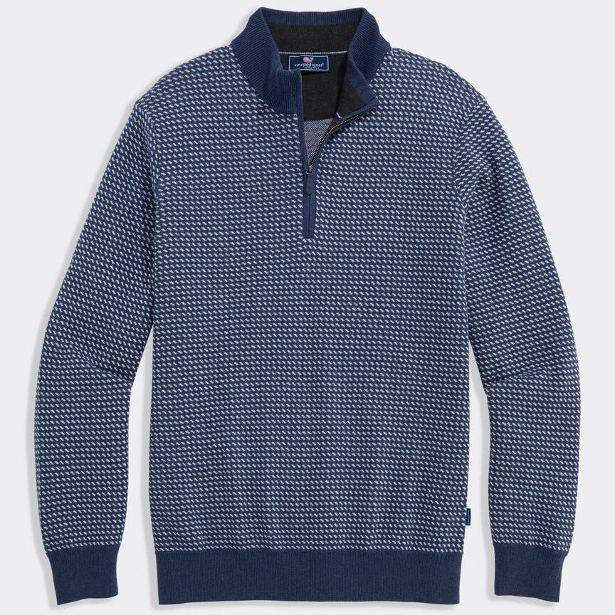 Vineyard Vines Boathouse Birdseye Quarter-Zip (Nautical Navy)