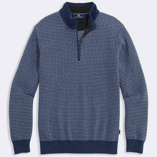 Vineyard Vines Boathouse Birdseye Quarter-Zip (Nautical Navy)