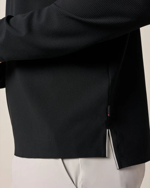 Johnnie-O Hoppin Ribbed Knit Performance Hoodie (Black)
