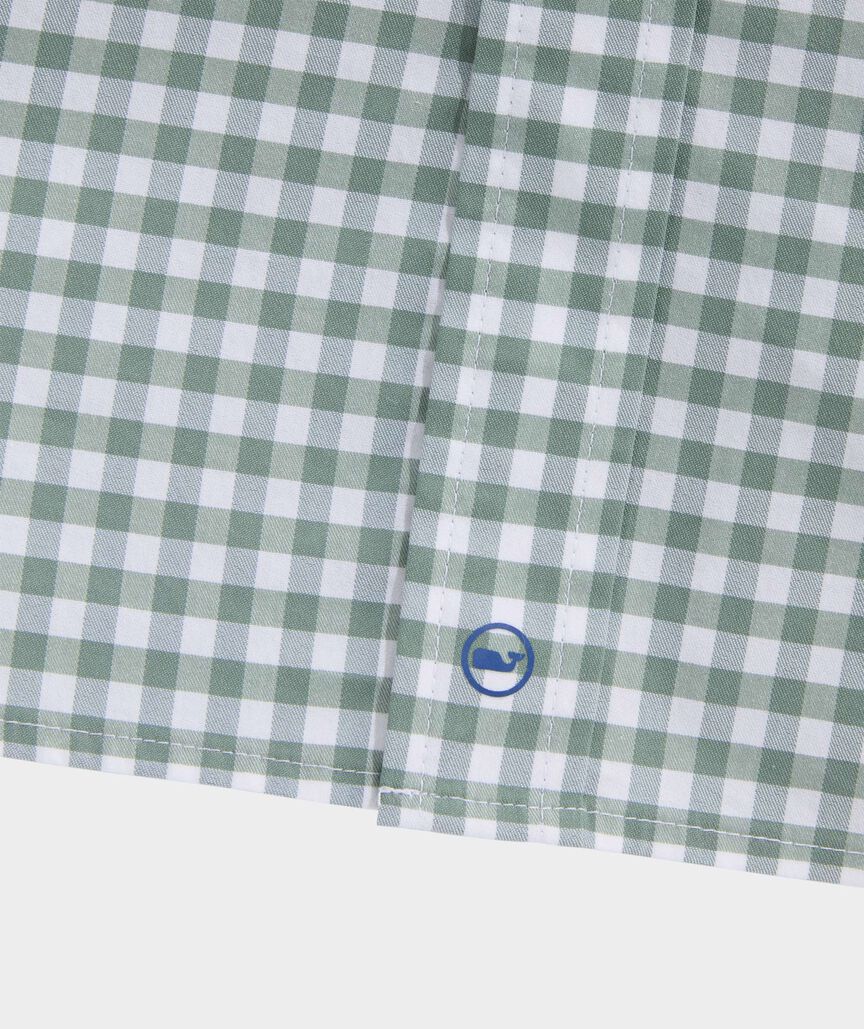 Vineyard Vines Performance Cotton Skysail Gingham Shirt (Olive Dusk)