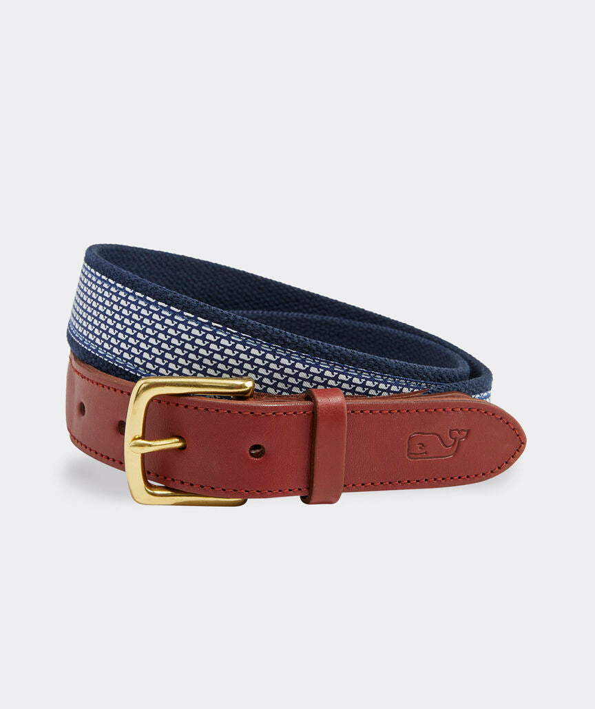 Vineyard Vines Micro Whale Canvas Club Belt (Nautical Navy)