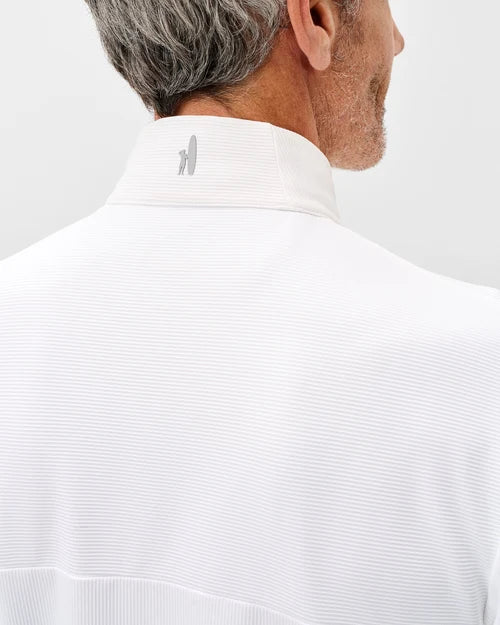 Johnnie-O Hoppin Ribbed Knit Performance Pullover (White)