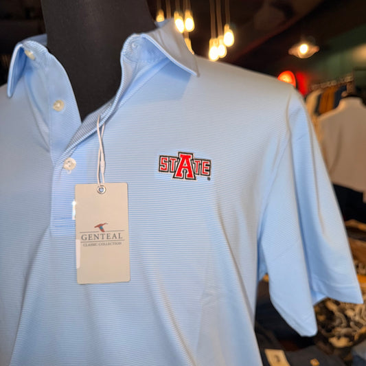 GenTeal Club Pinstripe A-State Polo (Heritage Blue)