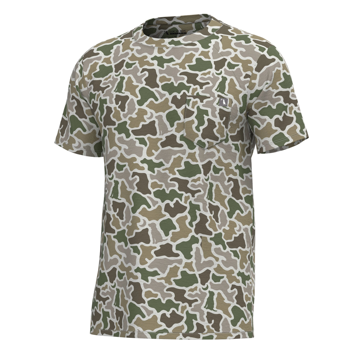 Local Boy S/S Heather-Blend Crew (Dog & Moon Camo)