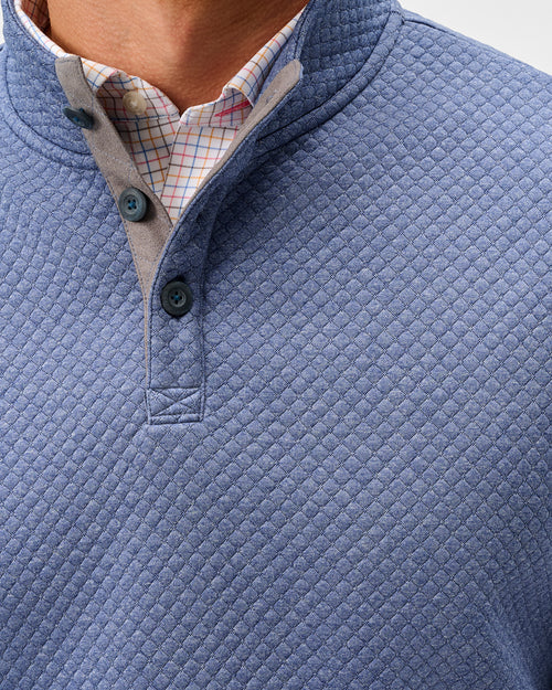 Johnnie-O Rockwells Diamond-Quilted Henley Pullover (Laguna Blue)