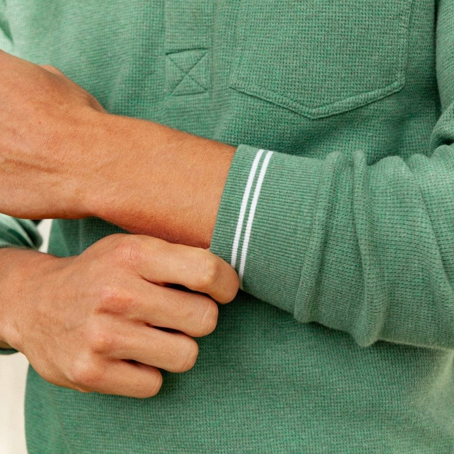 Criquet Waffle Rugby Shirt (Heather Green)