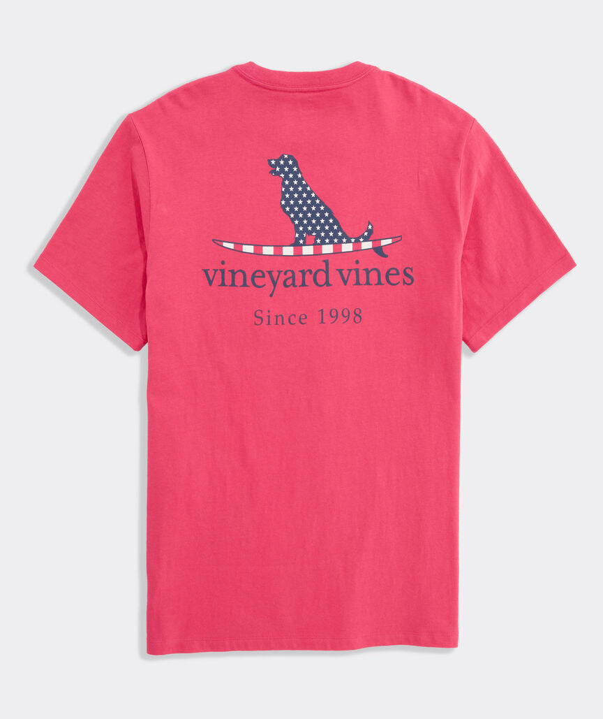 Vineyard Vines Flag Dog Surfboard Short-Sleeve Pocket Tee - Sailors Red