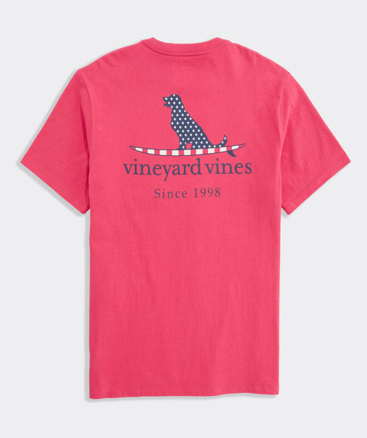 Vineyard Vines Flag Dog Surfboard Short-Sleeve Pocket Tee - Sailors Red