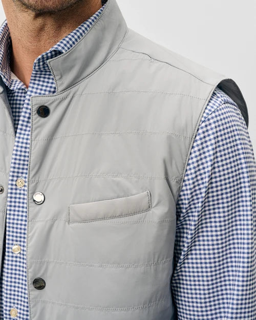 Johnnie-O Bauer Snap Front Quilted Vest (Gray)