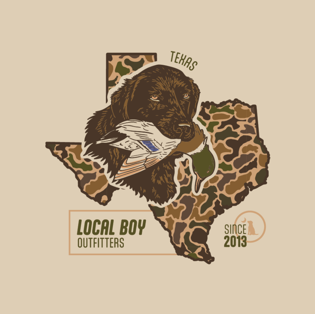 Local Boy Old School Retriever State Tee (TX)- Latte